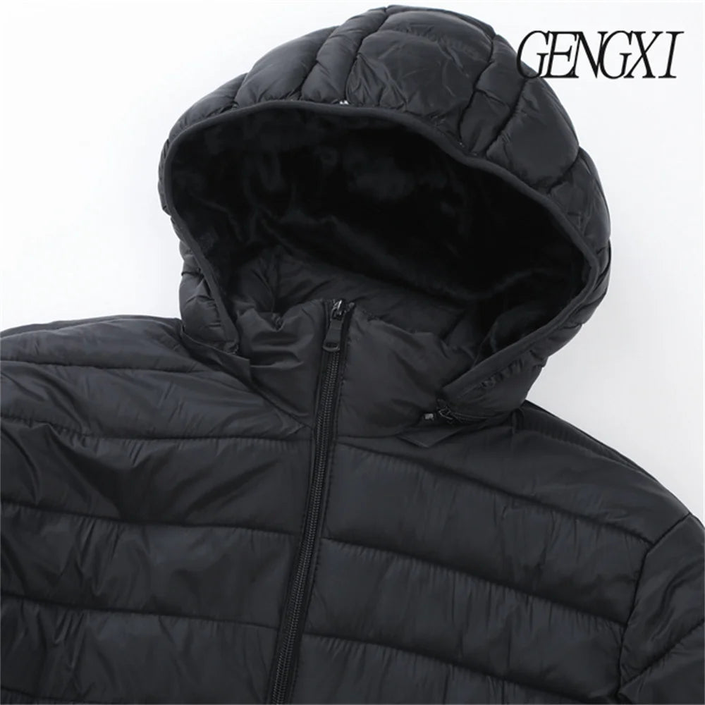New Winter Fleece-Lined Thickened Cotton Coat Business-Casual Windproof Warm Lightweight Fashionable Hooded Jacket Sports Jacket.