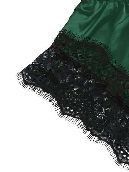 2-teiliges sexy Spitzen-Pyjama-Set für Damen, durchsichtiges Bralette, Cami-Top und Shorts, atmungsaktive Nachtwäsche, Sommer-Dessous in Übergröße.