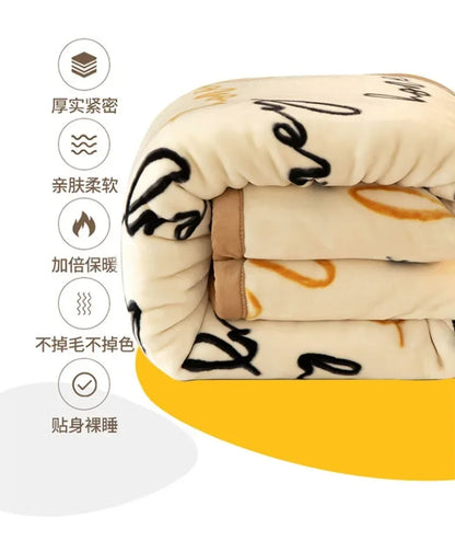 Double-deck Thickening Blanket Winter Dormitory Siesta Plush Fur Quilt Keep Warm Soft Comfortable Coral Fleece Sheet Bed Cover.