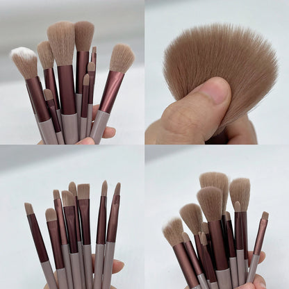 13 PCS Makeup Brushes Set Eye Shadow Foundation Women Cosmetic Brush Eyeshadow Blush Beauty Soft Make Up Tools Bag.