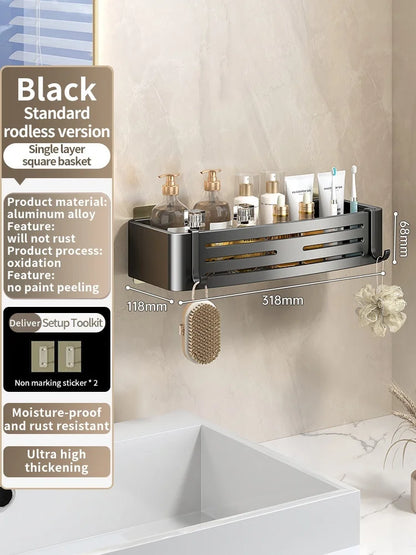 Kein Bohren Aluminium Badezimmer Regal Regale Shampoo Make-up Lagerung Halter Küche Organizer Wand Badezimmer Zubehör