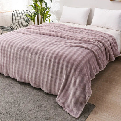 Solid Color Flannel Rabbit Fur Blanket Nap Cover Blanket Soft Sofa Blanket Coral Fleece Cover For Bedroom Manufacturer Wholesale.