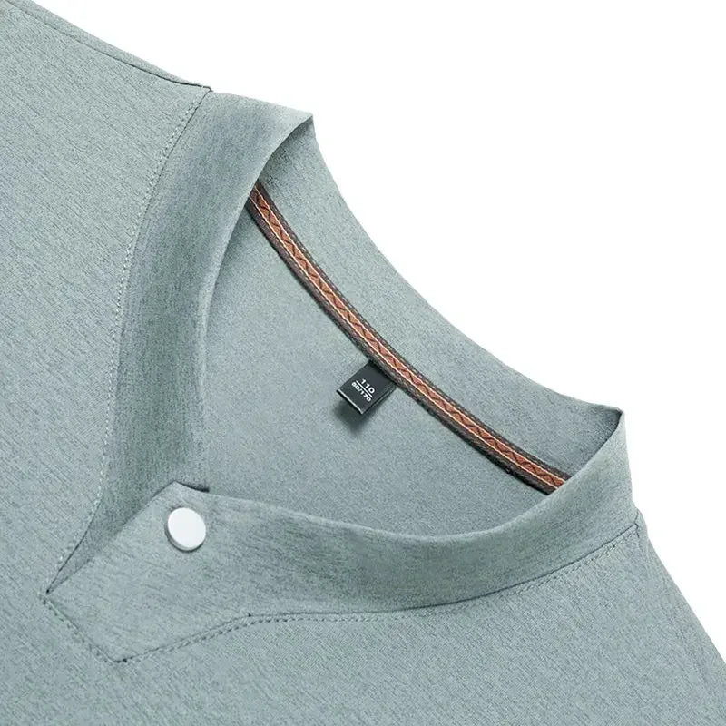 Men's T-shirt Classic V-Neck Short Sleeved Cotton Solid Button Super Soft High Quality L-4XL Casual Tshirt Design Men Tee Shirts.