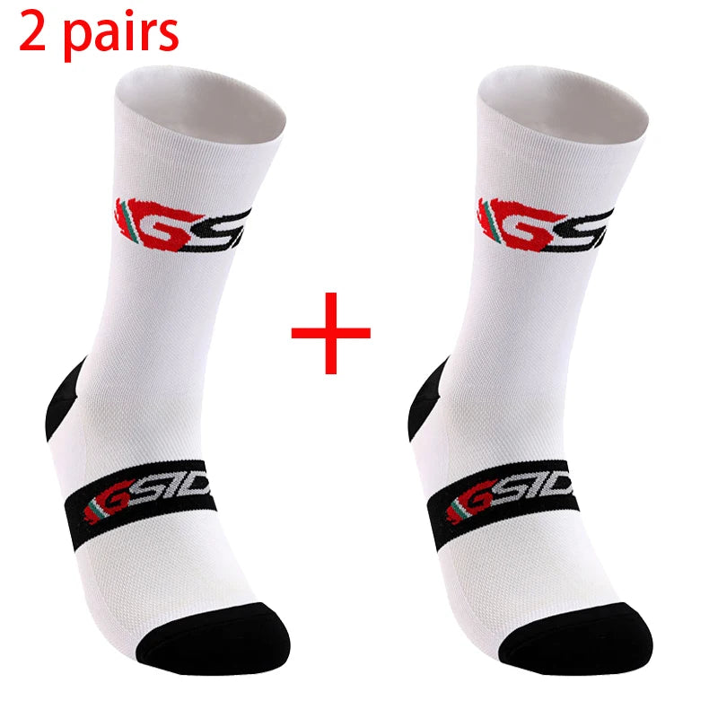 GSIDI2pairs 2023 New Cycling Socks Bike Nurse Compression Road Bike Running Mtb Knee-high White Sports Funny Brand Black.