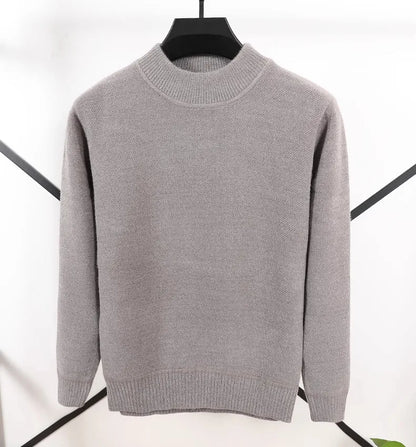 New 2025 Men's Cashmere Sweater Warm Thickened Winter Casual Solid Knitted Pullovers Mock Neck Thicker Fleece Sweater for Men.
