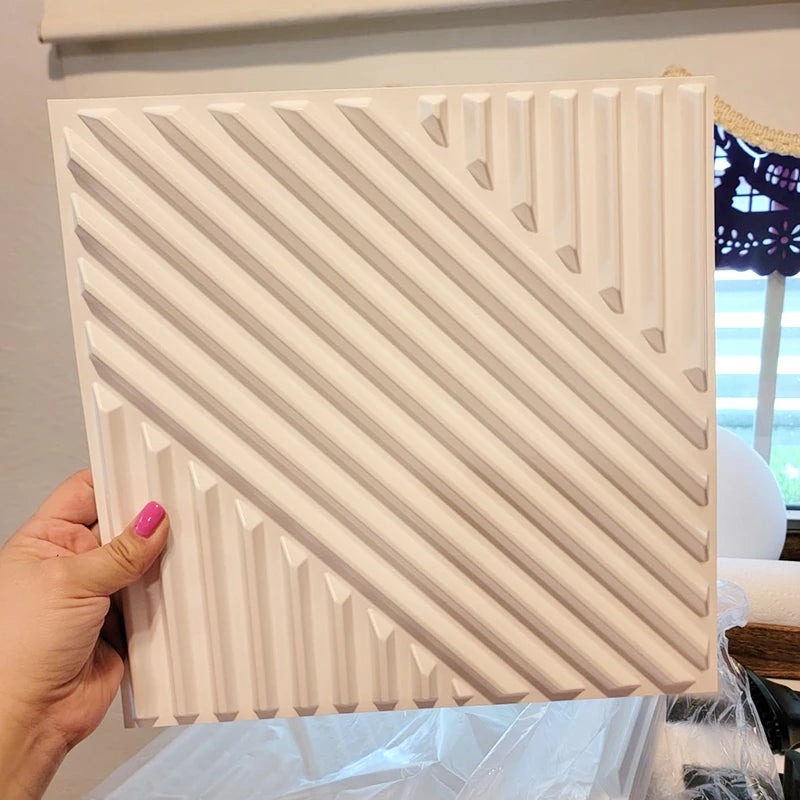 10pcs 30cm Wood grain 3D Stereo Wall Panel Diamond Not self-adhesive tile 3D wall sticker living room Bathroom tile wall paper