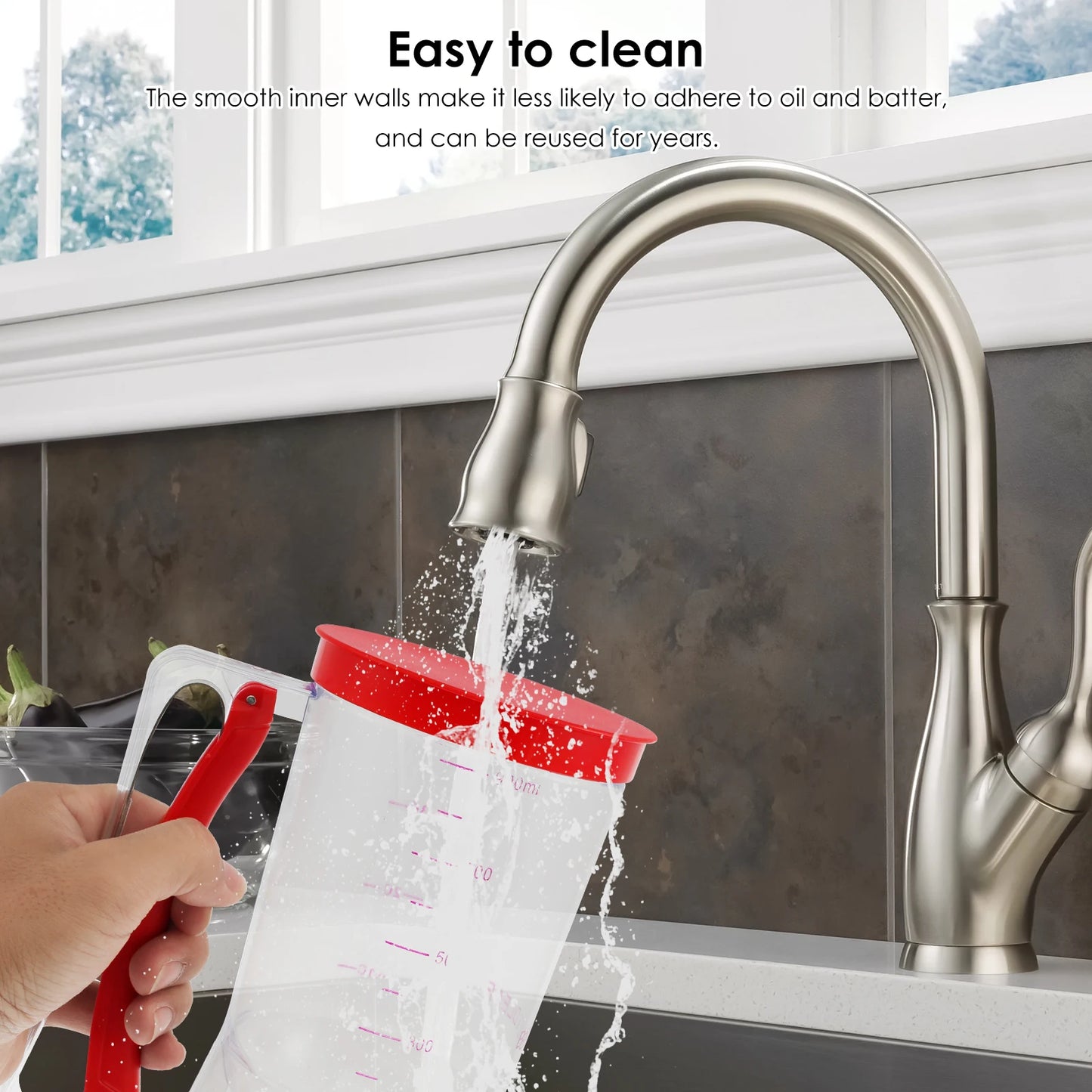 Batter Separator Easy to Use 900ml Pancake Batter Dispenser Reusable Batter Dispenser Set with Mousse Rings Spatula.