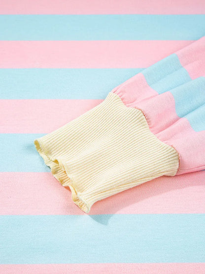 GIBSIE Plus Größe Gestreiften Tropfen Schulter Lose Sweatshirt Frauen 2025, Herbst Casual Langarm Passenden Rundhals Pullover Tops.