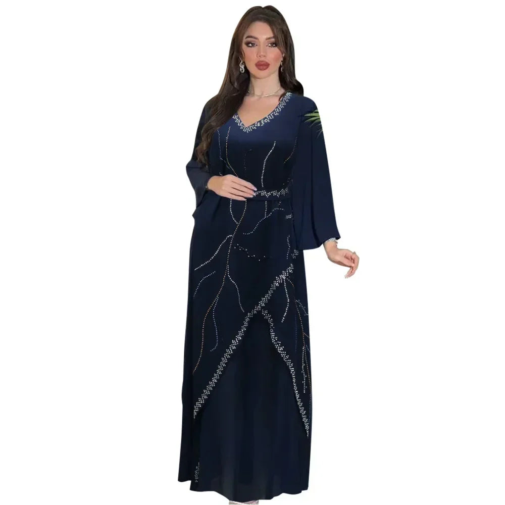 Diamanten Abayas für Frauen Muslimischen Abend Party Kleid Islam Kleidung Arabische Robe Saudi Kleid Marocain Kaftan Dubai Jalabiya Djellaba