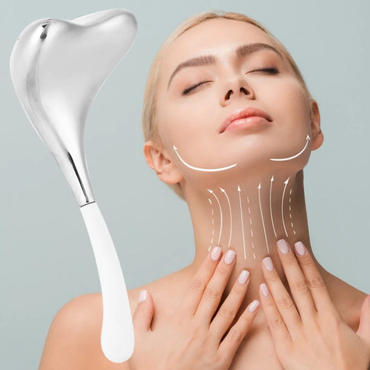 Facial Massage Cryo Spoon Facial Skin Care Ice Globes Stainless Steel Cooling Spa Globes Ice Globe Roller 2-in-1 for Face Eyes.