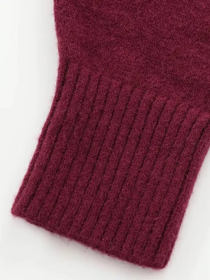 TRZA-Damen Soft Touch Übergroßer Strickpullover, O-Ausschnitt, lange Ärmel, weibliche Pullover, schicke Tops, Mode