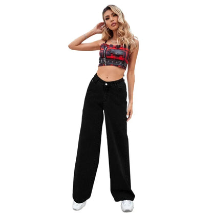 2000s Jeans Women High Waist Wide Leg Straight Y2K Jean Women's Loose Fit Denim Trousers Comfortable Plus Size Casual Pants.