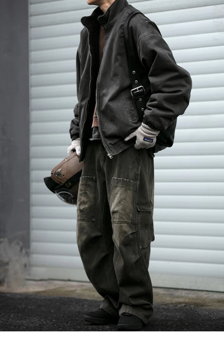 Japanese Vintage Polar Fleece Jacket Men Winter High Quality Thick Jacket Korean Streetwear Loose Couple Trendy Warm Coat Male.