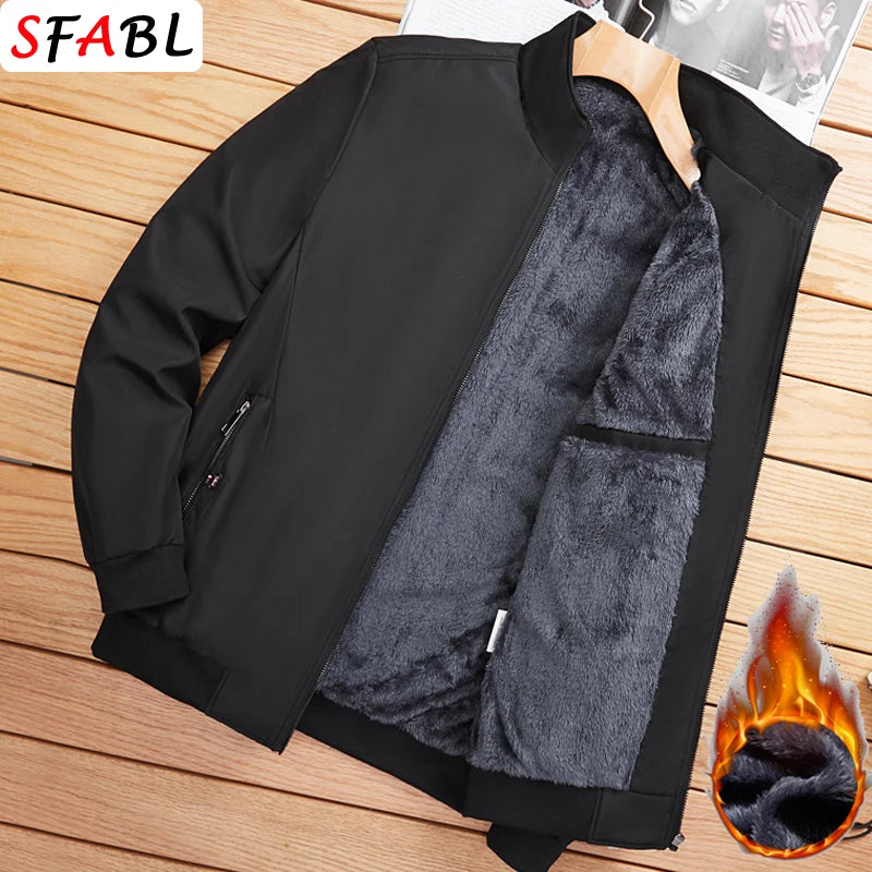 Warm Fleece Autumn Winter Jackets for Men Business Office Dress Coat Casual Men's Winter Jacket Solid Color Luxury Outerwear Man.