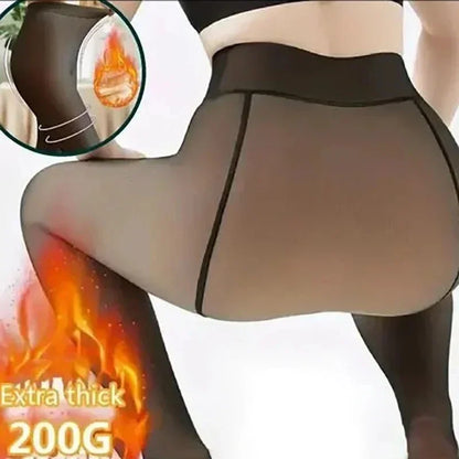 New Women‘s Thermal Leggings Winter Warm Sexy Elastic Translucent Pantyhose Female Fleece Thermal High Waist Thicken Tight Pants