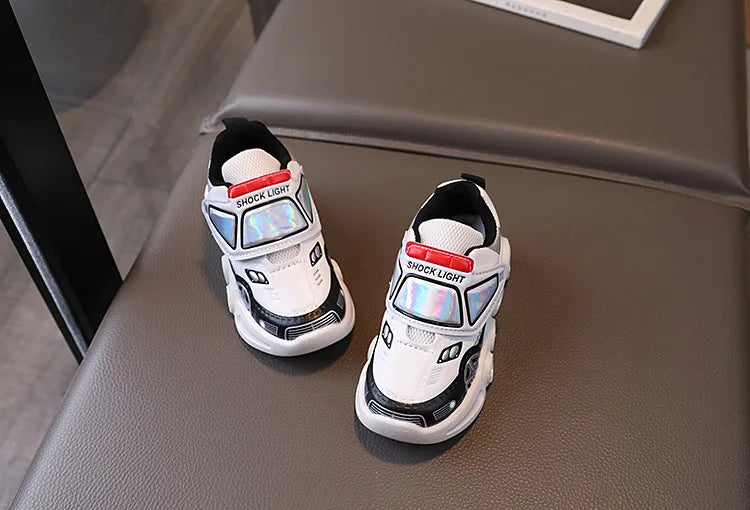 Diseny Kids'Casual Shoes Led Light Car Club Cartoon PU Leather Spring Shoes For Children Anti-slip Red Blue Shoes Size 21-30.