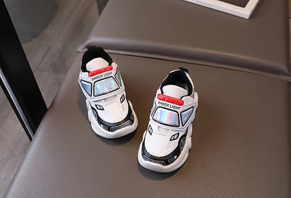 Diseny Kids'Casual Shoes Led Light Car Club Cartoon PU Leather Spring Shoes For Children Anti-slip Red Blue Shoes Size 21-30.