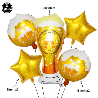 Oktoberfest Party Dekorationen Bier Banner Ballon 40. Kuchen Topper Anzahl Ballon für Deutsches Bier Geburtstag Party Supplies Gefälligkeiten.