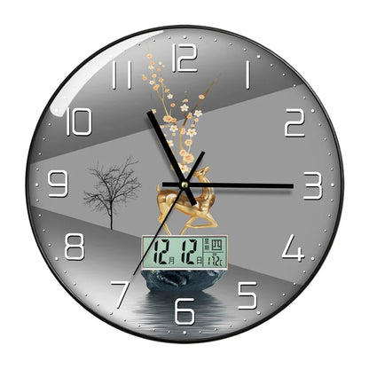 Wanduhr, Wohnzimmer mit Kalender, Zuhause, modisch, einfach, modern, Wanduhr, 2023, neuer Stil, stumm, Licht, Luxus