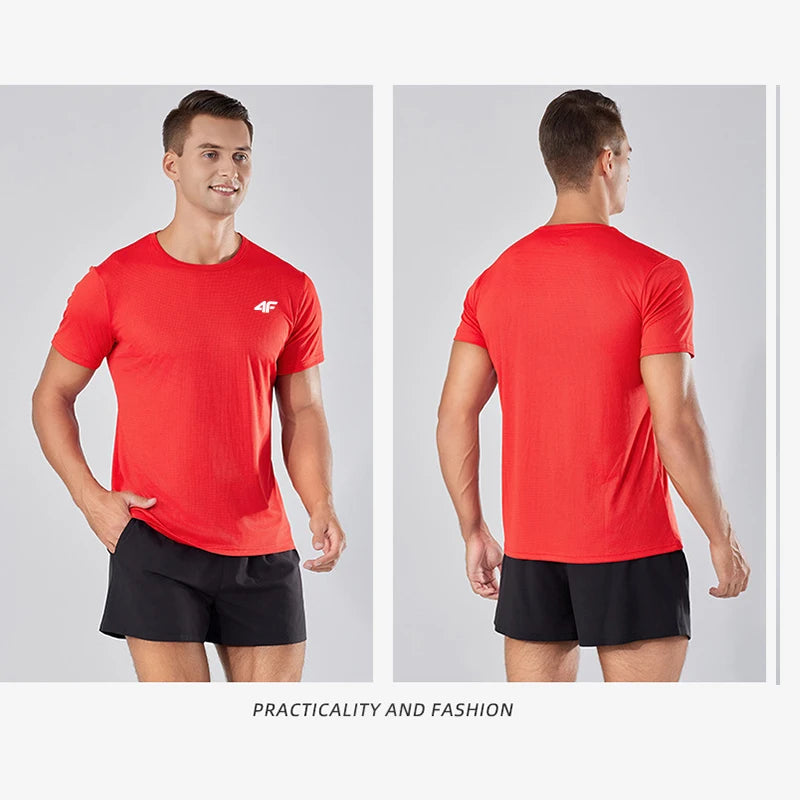 Men's Summer Exercise Trainning T-shirt High Quality Breathable Quick Dry Short Sleeved Top Marathon Gym Fitness Basketball Tees.