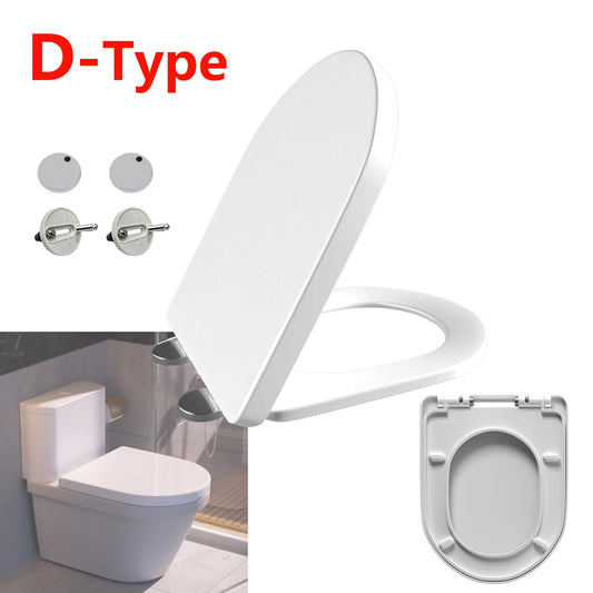Badezimmer-Toilettensitz mit Soft-Close-Schnellverschluss, D-förmiger Toilettendeckel, einfache obere Befestigung mit 360-Grad-verstellbaren Scharnieren, Toilettensitze