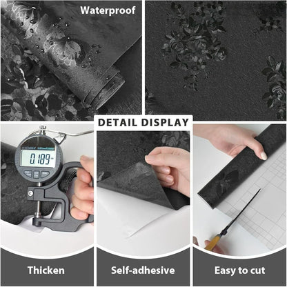 3D Flower Embossed Peel and Stick Wallpaper Self Adhesive Floral Contact Paper Wall Paper for Bedroom Walls Cabinets Drawers