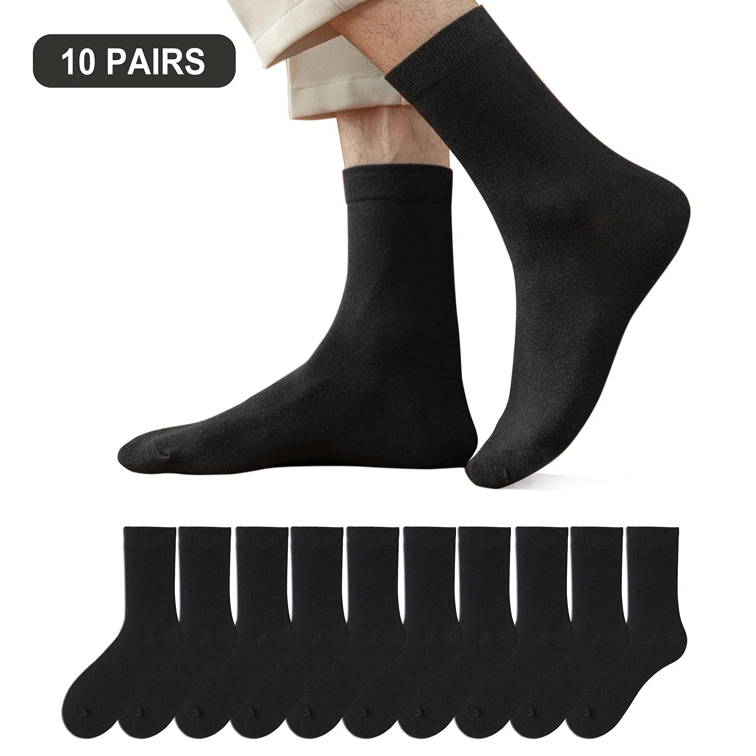 10 Pairs New Men's Cotton Socks New styles Black Business Men Socks Soft Breathable Autumn Spring for Male White.