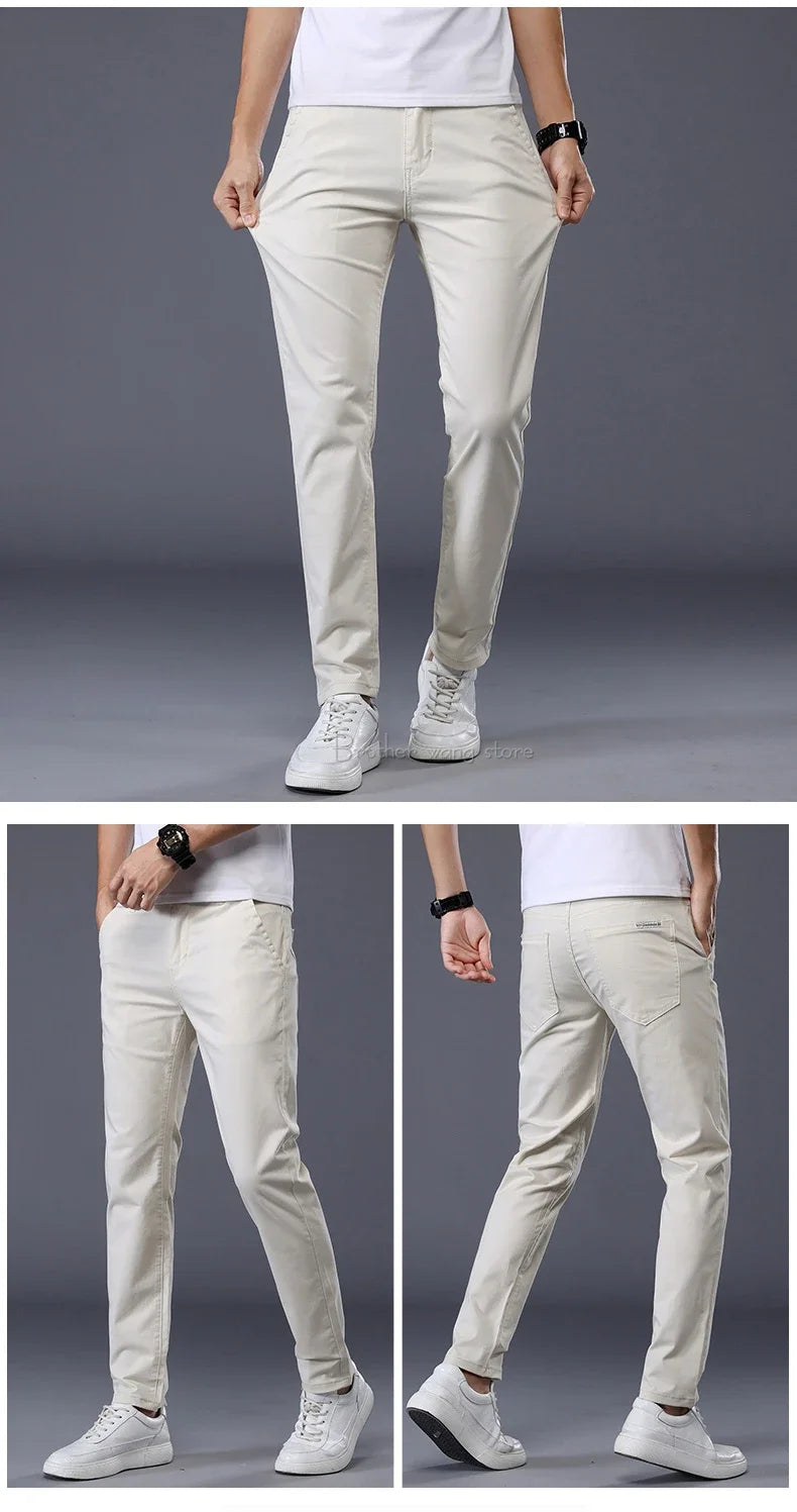 Thin Men's Pants Classic 7 Colors Summer New Casual Pant Business Fashion Stretch Cotton Slim Brand Male Trousers.