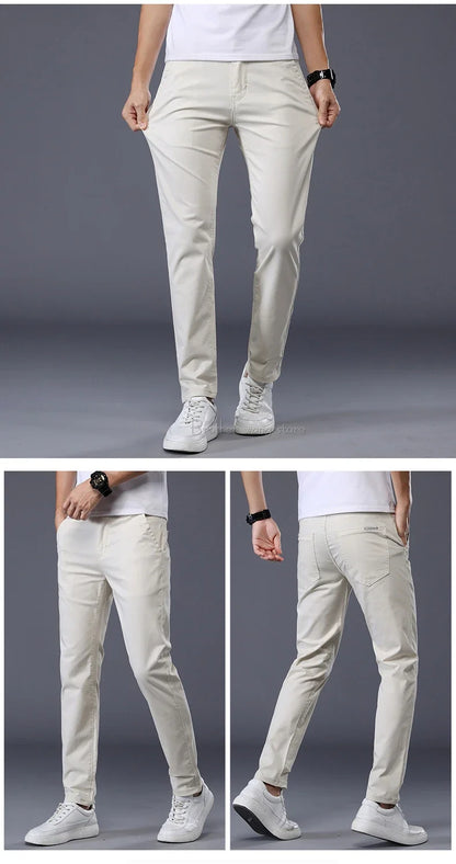 Thin Men's Pants Classic 7 Colors Summer New Casual Pant Business Fashion Stretch Cotton Slim Brand Male Trousers.