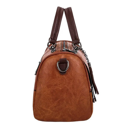 Tassel Decor Handbag, Women's Large Capacity Shoulder Bag, Fashion Zipper Crossbody Bag With Removable Strap.