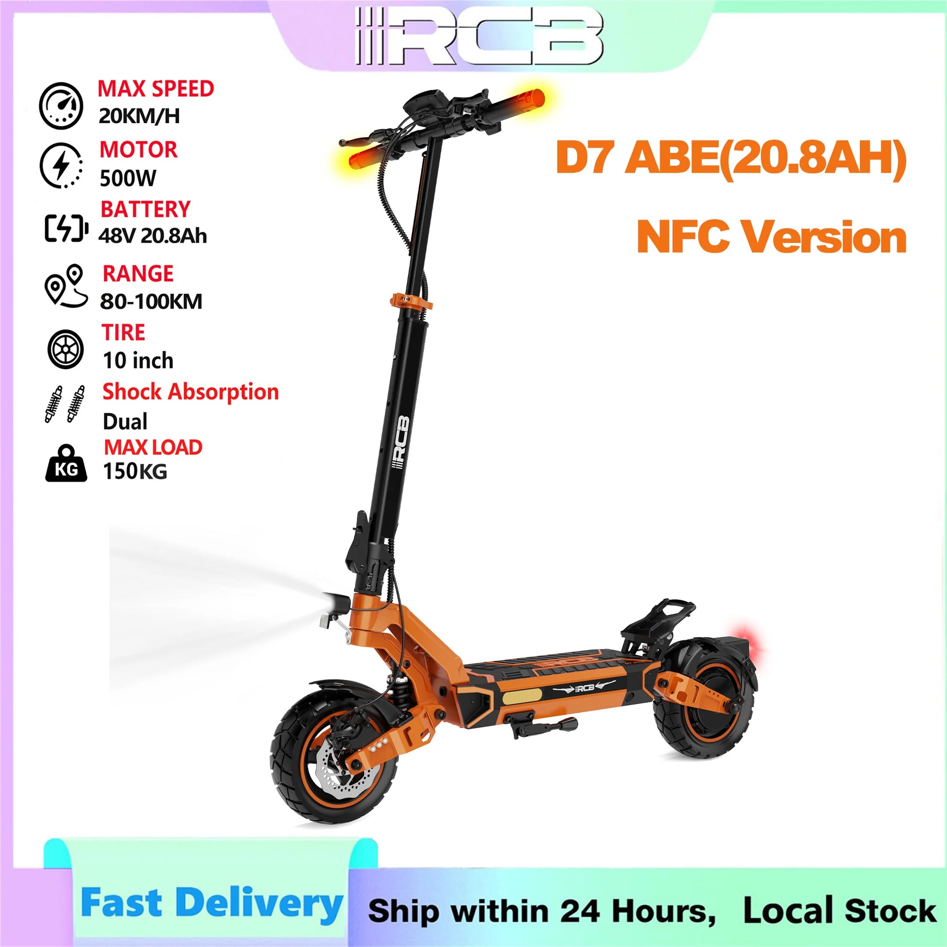 RCB electric scooter D7/D7 PRO ABE (premium version), NFC/ Turn Signal/APP, 500W Motor Peak 1600, 3 Speeds E Scooter for Adults.
