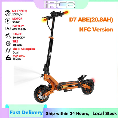 RCB electric scooter D7/D7 PRO ABE (premium version), NFC/ Turn Signal/APP, 500W Motor Peak 1600, 3 Speeds E Scooter for Adults.