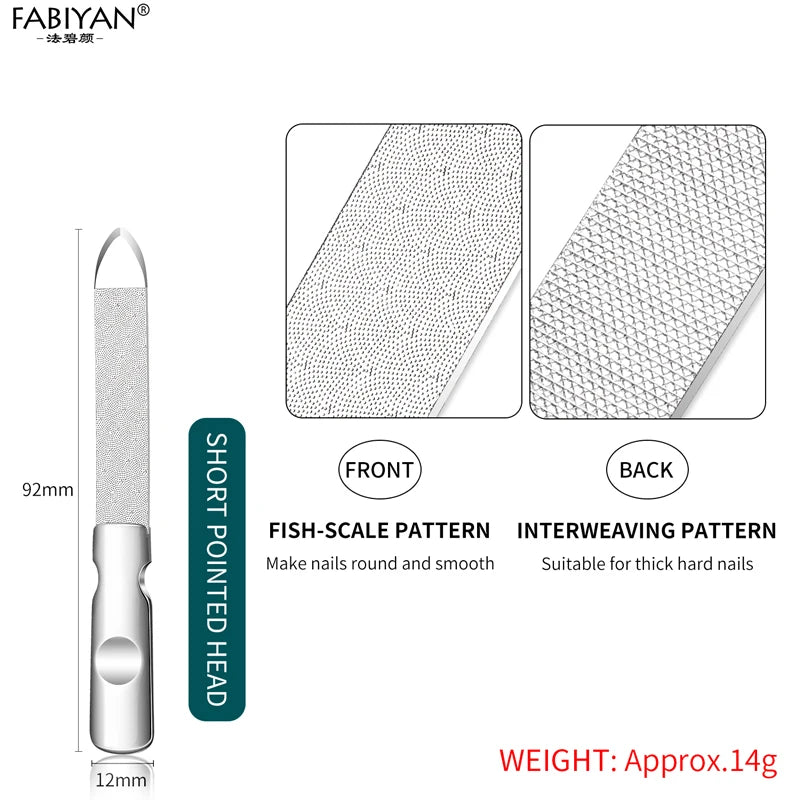 4/5/6 Inch Nail Art File Stainless Steel Metal Cuticle Pusher Remover Double Sides  Scrub Buffer Grinding Manicure Pedicure Tool.