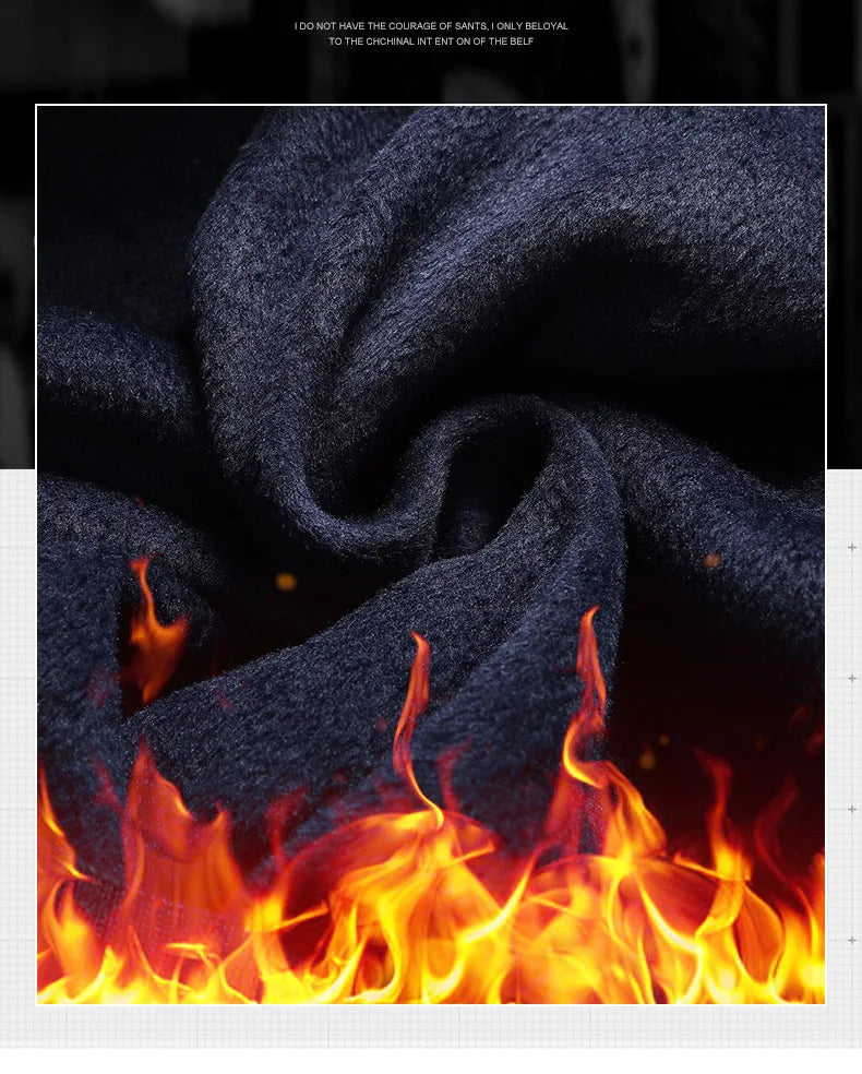 Men's Fleece Lining Sweater Autumn Winter Pullover Polo Shirt Collar Fake Two Piece Thick Warm Top Clothes Casual Knitwear.