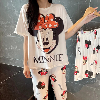 3 Teile/satz Damen Pyjamas Freizeit Sommer Homewear Set süße Pyjamas Minnie Cartoon Pyjama.