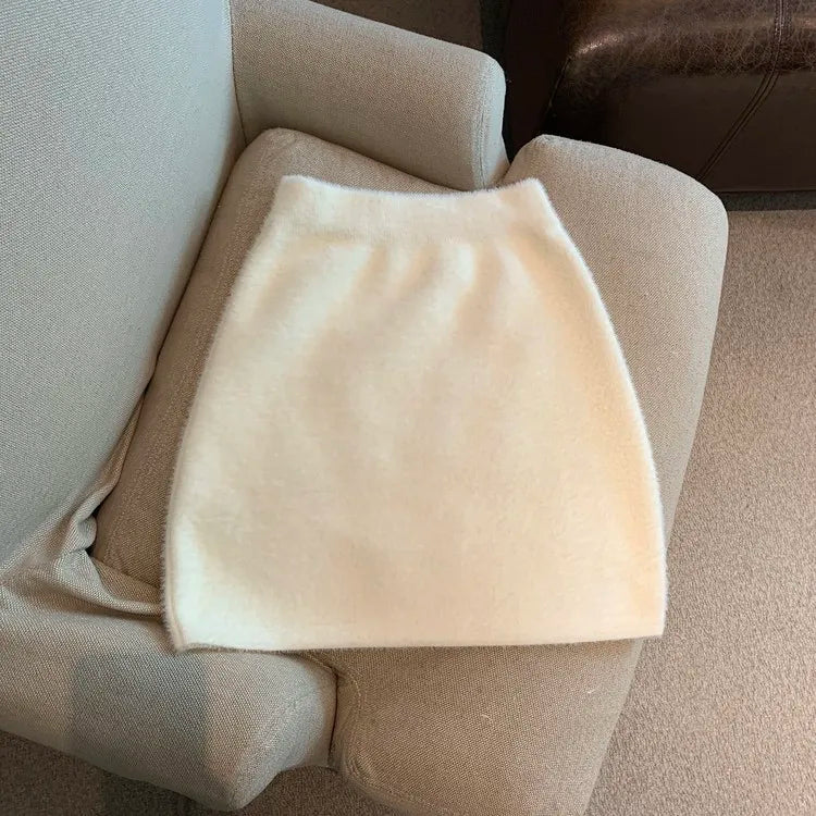 Faldas Mujer Moda Slim Sexy High Waist Wrap Hip Black Furry Skirt Women Mini Autumn Winter Bottom Wild Woolen Elegant Korean.