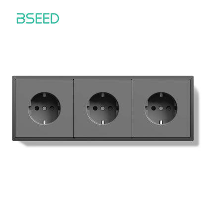 BSEED Einzel-EU-Steckdose, doppelwandige Steckdosen, dreifache Steckdosen, Kunststoffrahmen, 16 A, 80/150/220 mm Größe.