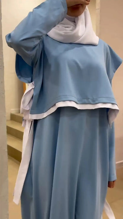 Women Eid Muslim Sets Musulman Ensemble Dubai Arab Vest Kaftan Islam Abayas Ankle Length Long Robe Solid Two Pieces Modest.