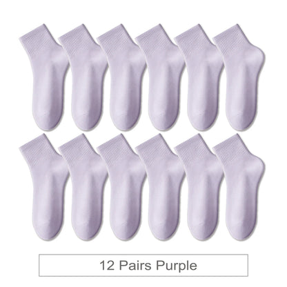 12 Pairs New Woman Cotton Socks Men Sock Short Ankle Colorful Autumn Spring Soft Breathable Colorful Girl Sock