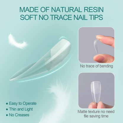 Nailpop 120pcs Acrylic Nails Fake Capsule Short Almond Coffin Square Artificial Nail Extension Soft Gel Tips Accessories Tools.
