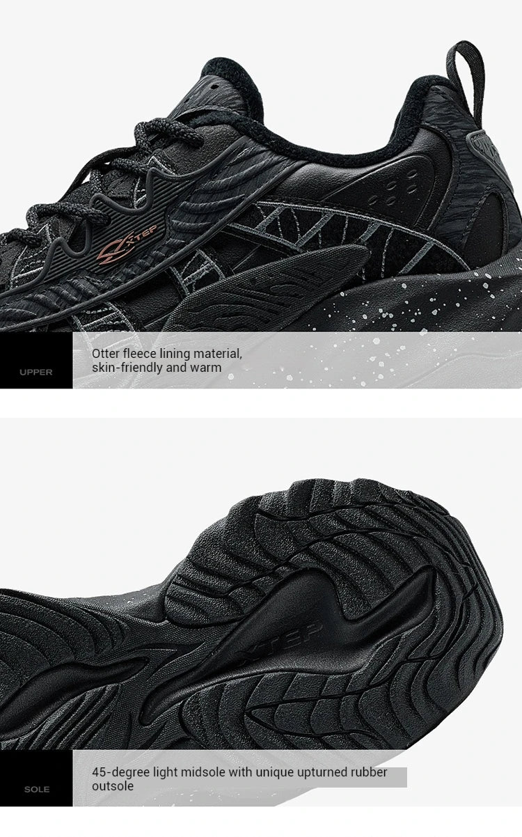 Xtep Flame 5.0 Men's Cotton Shoes 2024 Winter Comfortable Lightweight Heightening Rabbit Fur Warm Retro Casual Shoe 976419370048