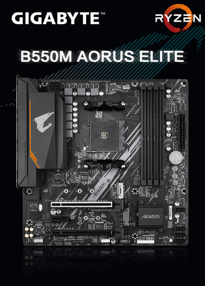 GIGABYTE New B550M AORUS ELITE Motherboard Micro-ATX Socket AM4 For Ryzen 5000 4000 3000 Series CPU Dual Channel DDR4 SATA3 M.2.