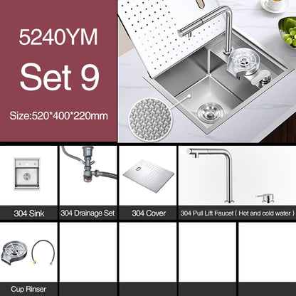 SUS 304 Island Hidden Kitchen Sink Rice Grain Embossing Prevent Scratches Handmade Bar Counter kitchen Sink With Cup Rinser