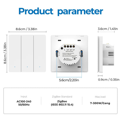1/2/3gang Tuya EU Zigbee3.0 Smart Switch Kein Neutralleiter Wandlichtschalter Push Button Smart Life APP Funktioniert mit Alexa Google.
