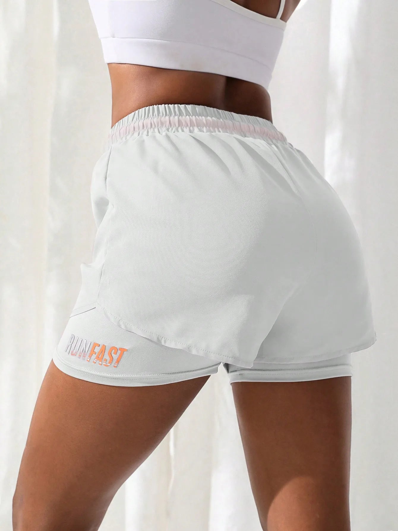 Women's High Rise Yoga Shorts With Elastic Proximity Control Running Shorts, Fake Two Pieces Pants.