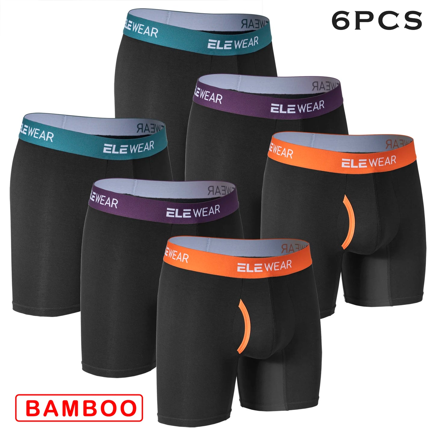 6-teilige Bambus-Männerunterwäsche mit Öffnung, atmungsaktive Herren-Boxershorts, Herrenhöschen, Unterhosen, Übergröße, modische Boxershorts