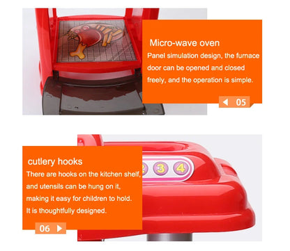 Dining Table for Pretend Food Kitchen Toys for Kids Ages 3-8,Play Kitchen Accessories W/Real Sounds Light, for Boys, Girls.