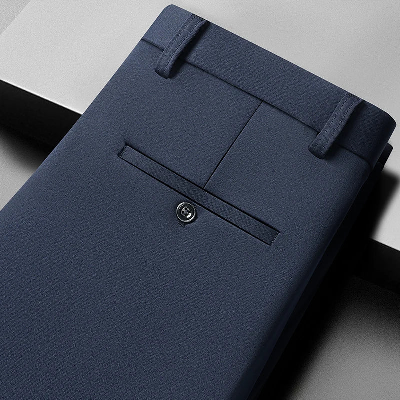 29-42 Men's Summer Pants Thin Straight Stretch Casual Pants with No Trace No Ironing Fabric Silky and Cool Feeling.