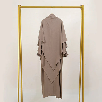 Two Piece Jilbab Prayer Set Abaya for Woman Batwing Hijab Dress Muslim Kimono Kaftan Robe Long Khimar Islam Cloth Jilbab Ramadan.