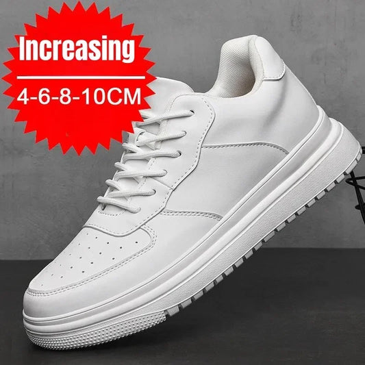 PDEP Neue Höhe Zunehmende Schuhe für Männer 10 cm Unsichtbare Aufzug Turnschuhe Weiß Leder Sport Zapatillas De Hombre Große Größe 46
